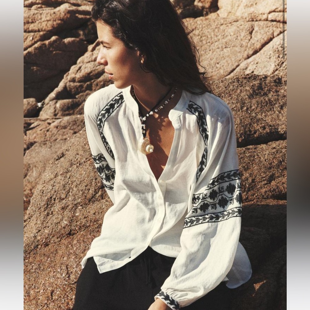 Zara shirt with contrasting embroidery